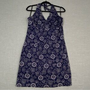 Reitmans Halter Neck Sundress Blue Paisley Cotton Sz 13